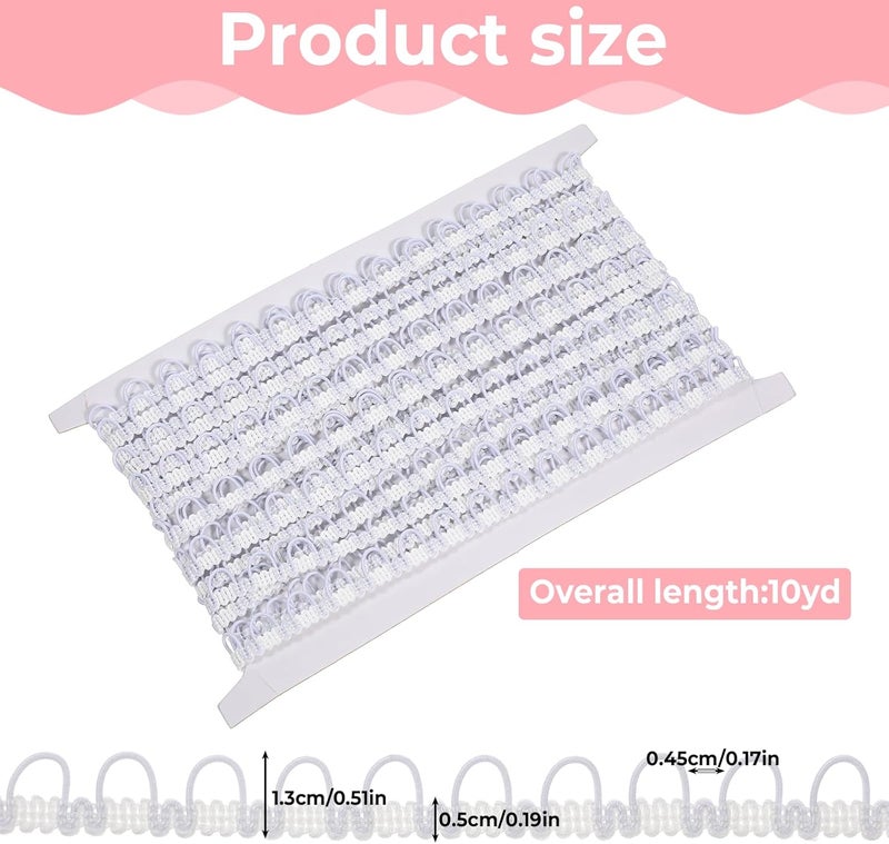 Fyntave 10 Yards Braid Trim with Elastic Button Loop White Dress Zipper Extender Sewing Embellishment Bridal Button Loops Upholstery Sewing Braid for Wedding Dress Corset DIY Crafts Jewelry Home Decor - Image 2
